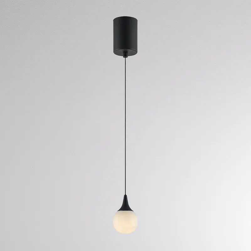 Żyrandol LED ARE, czarna, alabastrowa, Ø 8 cm, CCT, DALI
