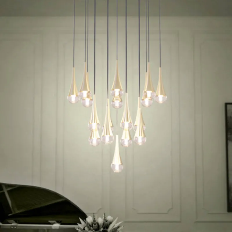 Żyrandol LED „Stars of Light” TARANCON, mosiężny, średnica 78 cm, 17 ramion