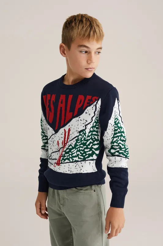 We Fashion Pullover Dark Blue Maat: 110/116 | Truien Outlet | Unisex | Groen