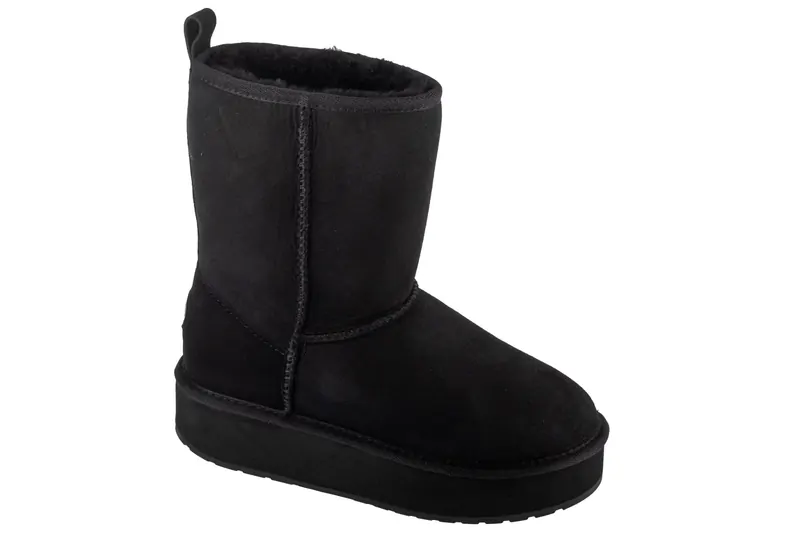 EMU Australia Stinger Lo Flatform W13190-BLAK, Damskie, Czarne, buty zimowe, skóra zamszowa, rozmiar: 37