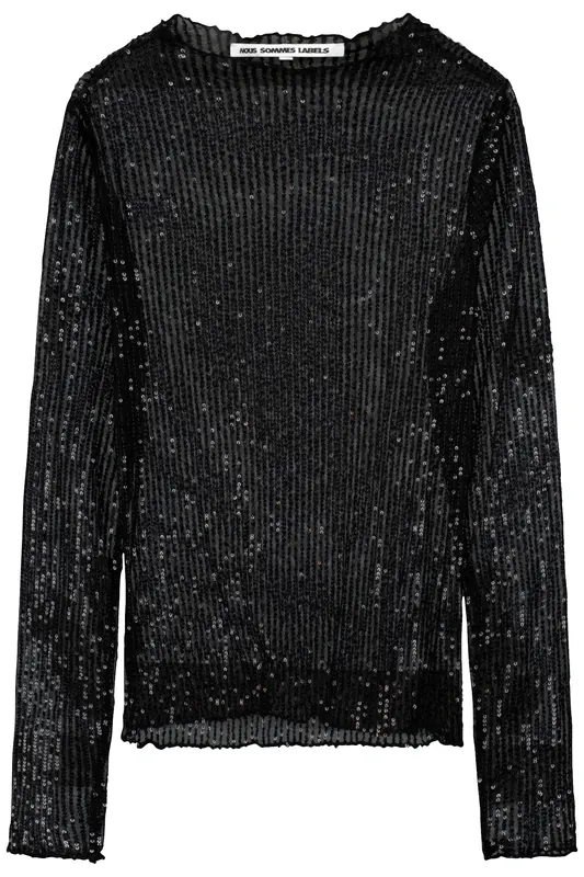 We Are Labels Nous Sommes Labels – Jennie Sequin Top Black Maat: S | Longsleeves Outlet | Dames | Zwart