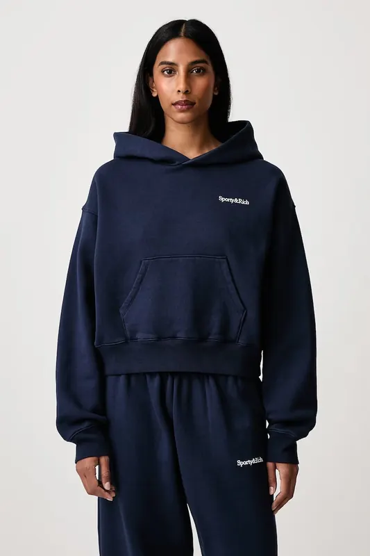 Sporty & Rich  Serif Logo bluza z kapturem bawełniana damska