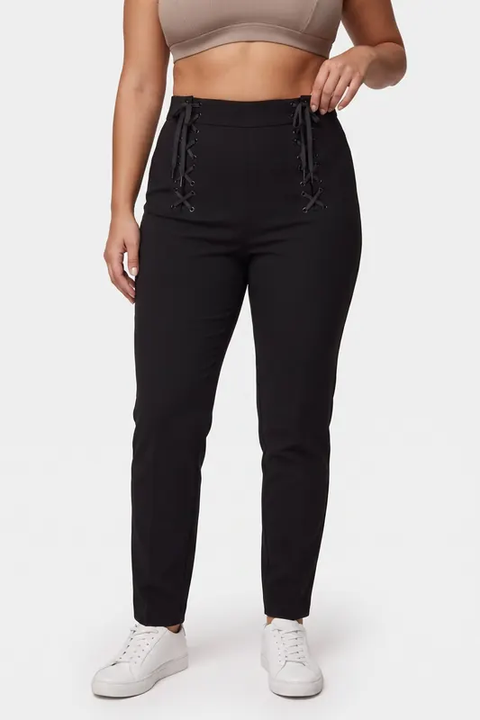 Moschino Bondage Lacing Crepe Trousers Black Maat: 38 | Skinny Broeken Outlet | Dames | Zwart