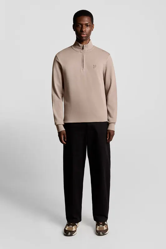 Lyle & Scott Superfine Quarter Zip Sweatshirt Fife Maat: XXL | Sweaters Outlet | Heren | Beige