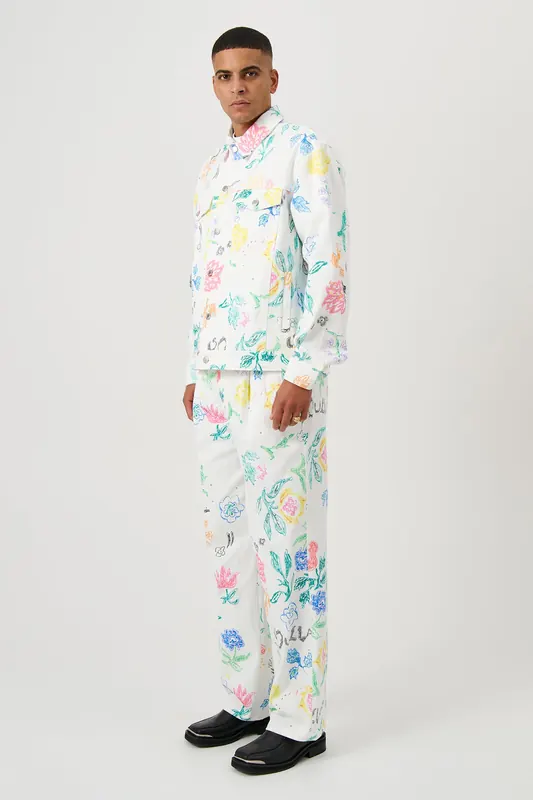 Soulland Declan Jacket White Aop Maat: XS/S | Spijkerjassen Outlet | Unisex | Wit
