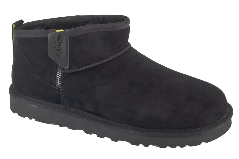UGG Classic Ultra Mini Zip 1143984-BPRF, Męskie, Czarne, buty zimowe, skóra zamszowa, rozmiar: 46