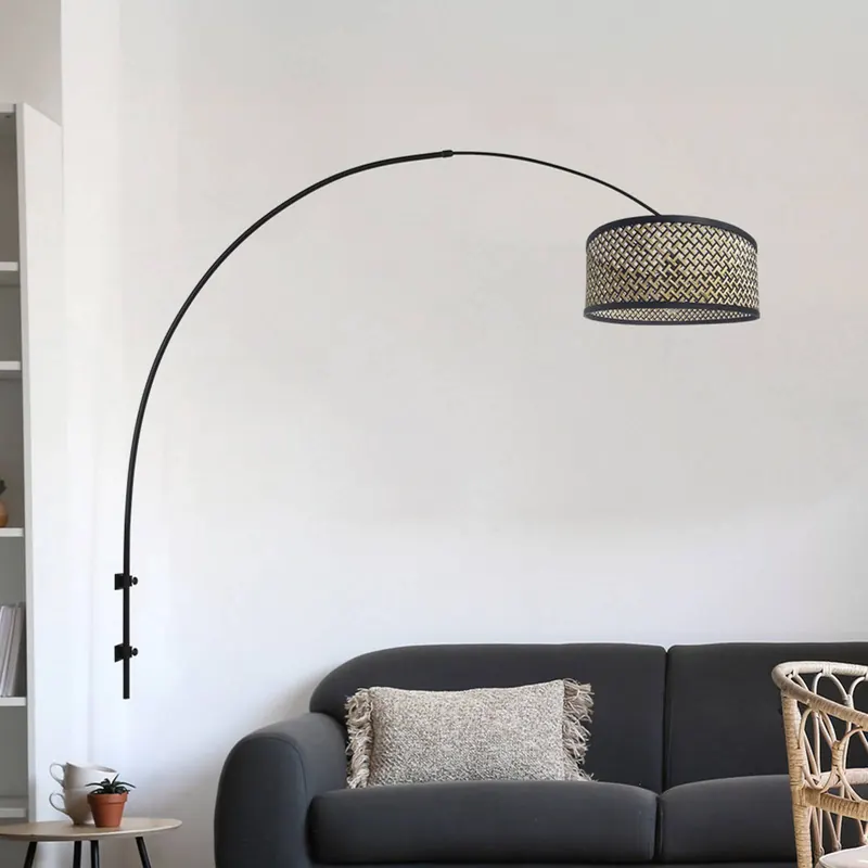 Kinkiet Sparkled Light, czarny/plecionka czarno-drewniana