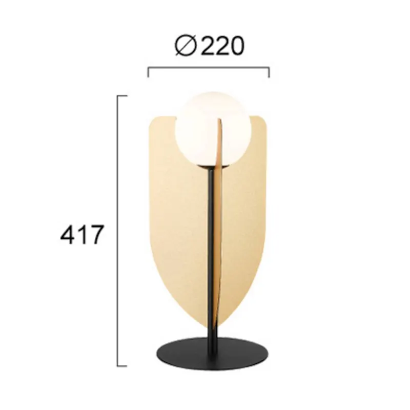 Lampa stołowa Fedora, wysokość 42 cm, kolor złoty, metal/szkło