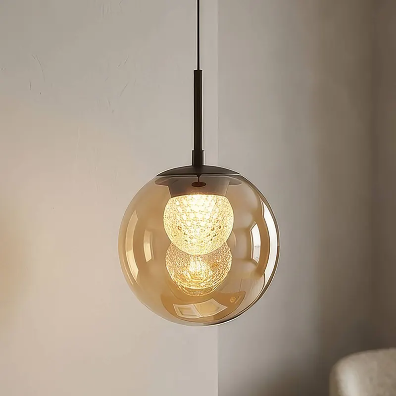 Żyrandol LED Solis, 1-punktowy, brązowy, szkło, 2 700 K