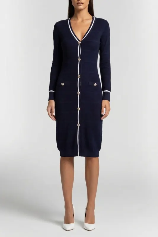 GUESS Marciano By  Ada Long Cardi Sweater Nocturnal Navy Maat: XS | Midi Jurken Outlet | Dames | Blauw