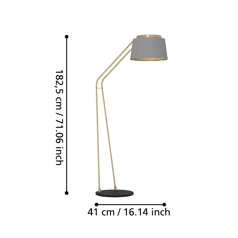 Lampa stojąca Stars of Light Almerimar, szara/mosiężna, 181 cm