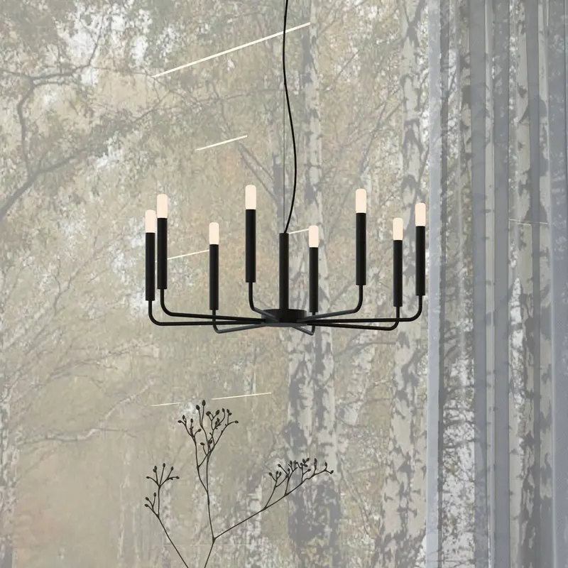 Żyrandol ORTO, czarny, metal, Ø 73 cm, 8-punktowa