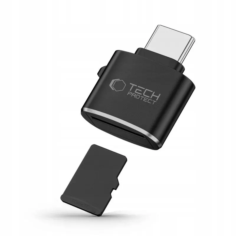Adapter czytnik kart pamięci microSD Usb-c czarny Tech-Protect