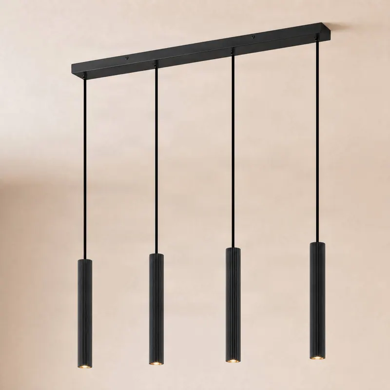 Żyrandol Lindby Kardis, 4-punktowy, antracytowy, długość 70 cm