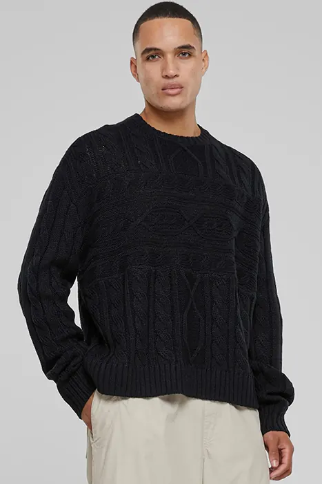 Urban Classics Set In Boxy Sweater Black Maat: S | Sweaters Outlet | Heren | Zwart