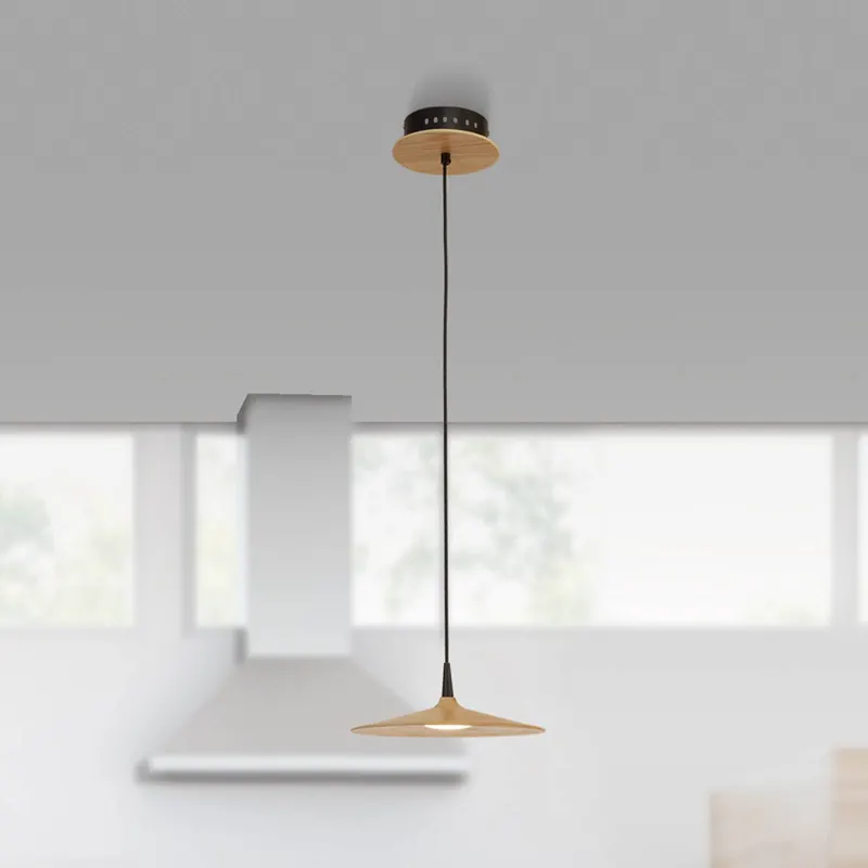 Żyrandol LED 19150 jasny drewniany klosz Ø 25 cm