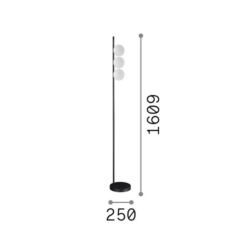 Lampa podłogowa IDEAL LUX Binomio, czarna, 160 cm, metalowa, 3-punktowa