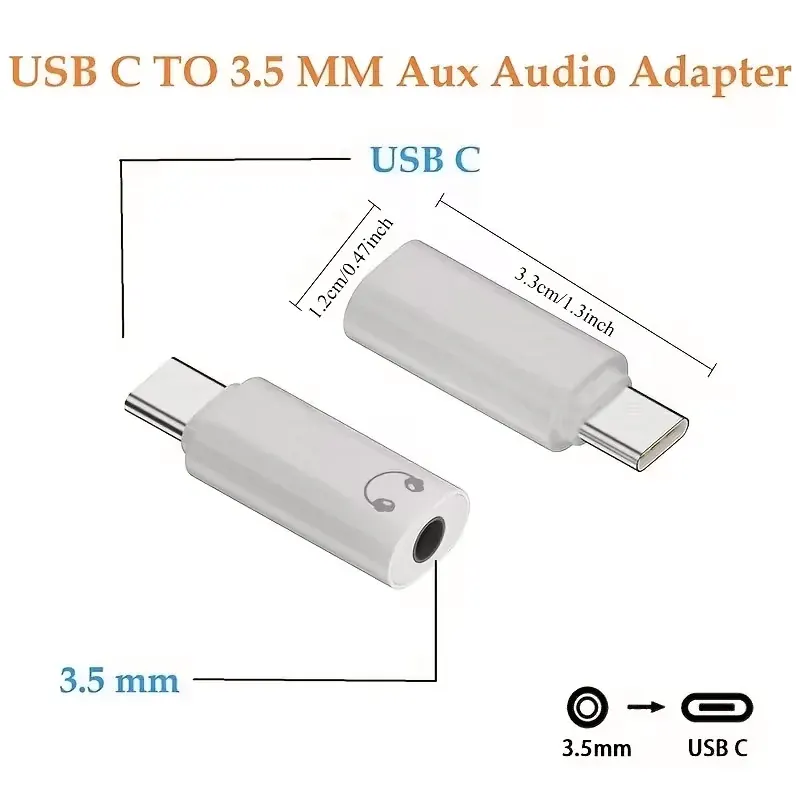 Adapter USB-C na gniazdo słuchawkowe 3,5 mm, adapter audio USB-C, adapter audio typu C na Aux do iPhone'a, Samsunga, MacBooka (1/2/4 szt.)