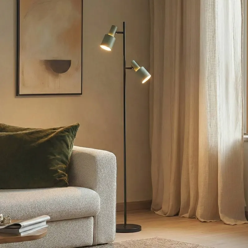 Lampa stojąca Lindby Ovelia, zielony/czarny, metal, E27