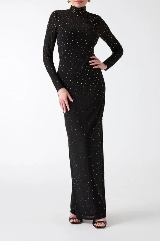 GUESS On The Dot Maxi Jet Black A996 Maat: 44 | Maxi Jurken Outlet | Dames | Zwart