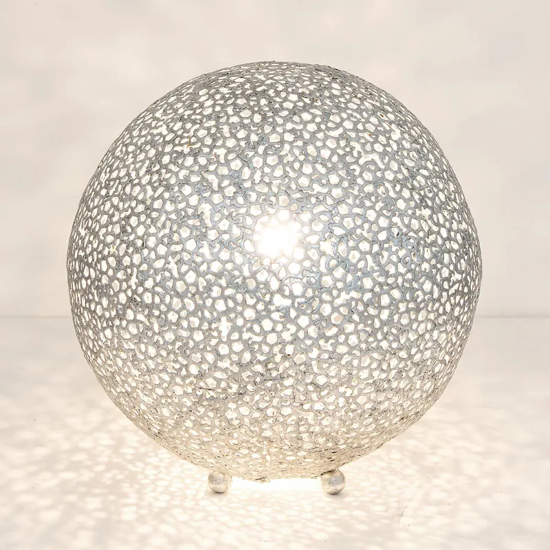 Lampa stołowa Lily Grande, Ø 43 cm, srebrna