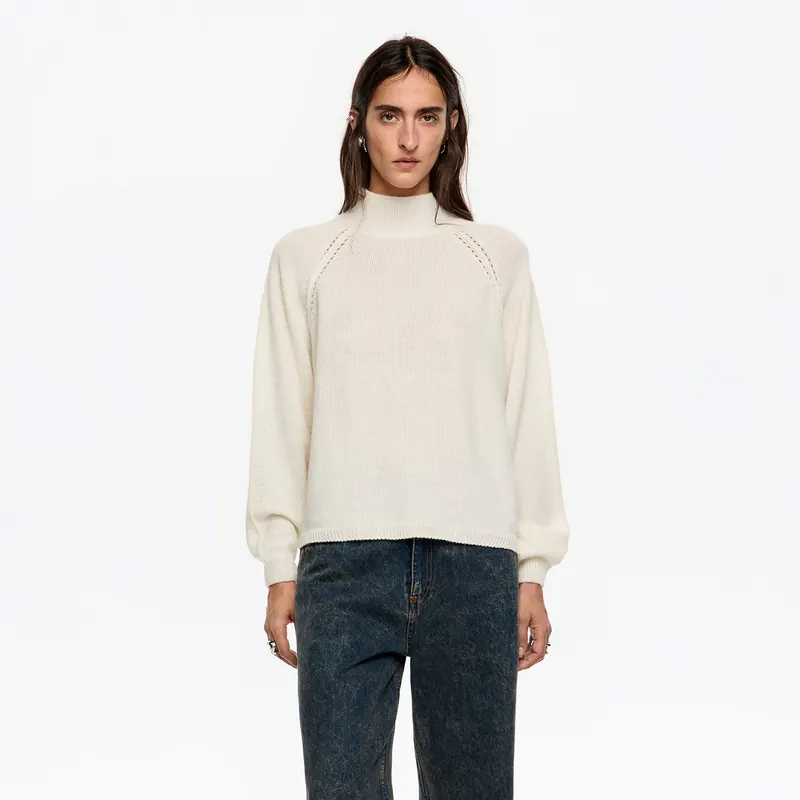 Sweter wełna golf kość słoniowa