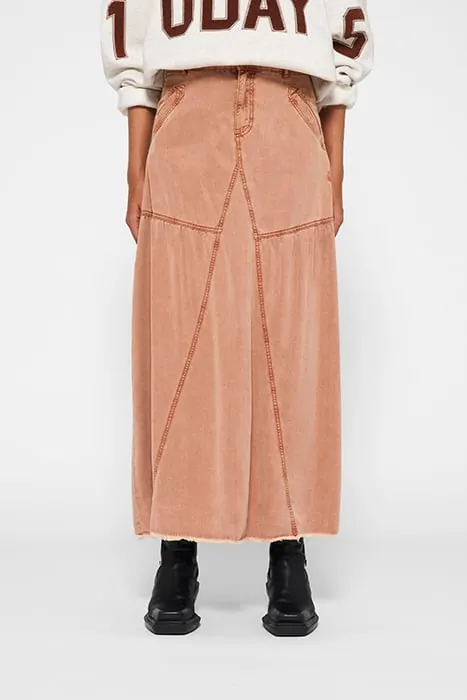 10DAYS Maxi Skirt Tencel Saddle Brown Maat: M | Maxi Rokken Outlet | Dames | Bruin