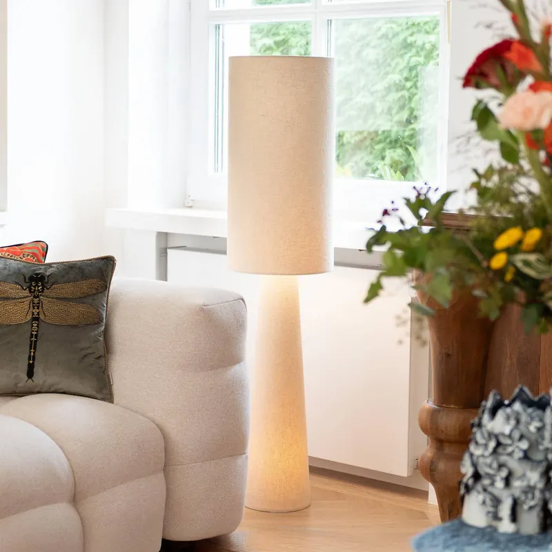 Lampa stojąca KARE Marleen, beżowa, len, 130 cm, E27