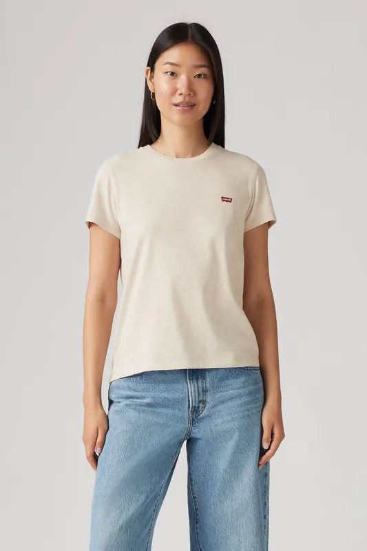 Levi's Perfect Tee Oatmeal Heather B0279s Maat: XS | Tops Outlet | Dames | Beige
