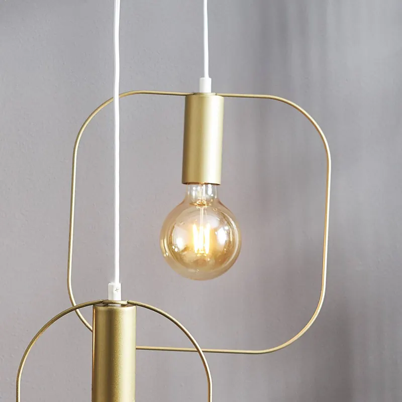 Lampa wisząca Shape z kwadratem, złota