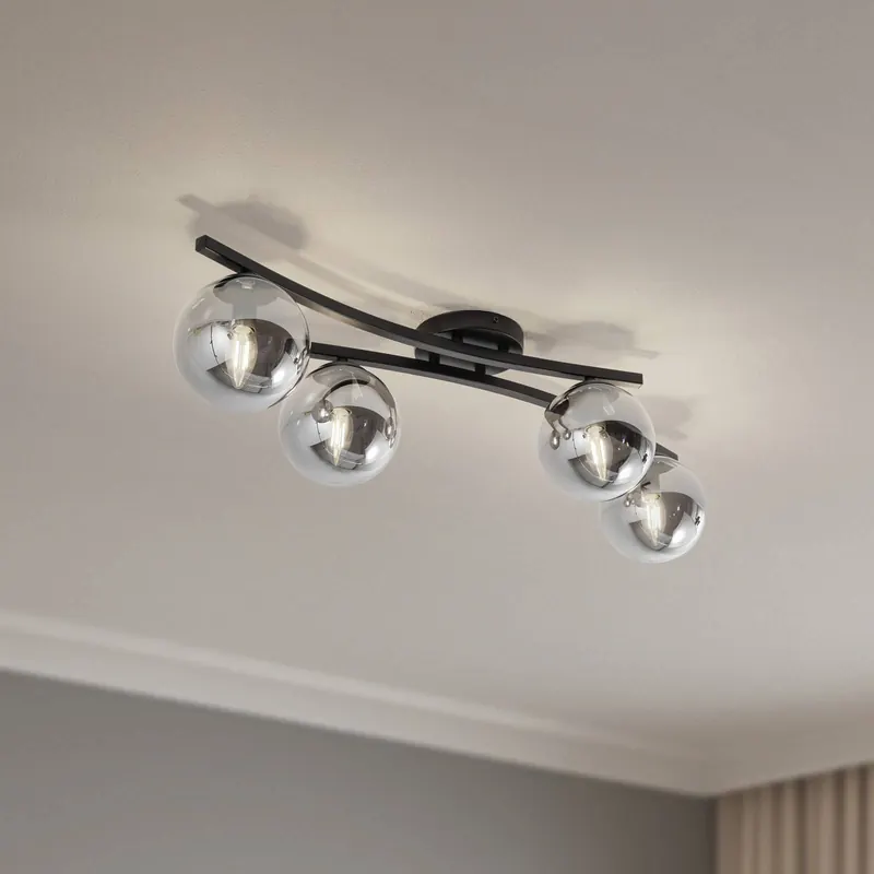 Lampa sufitowa OPUS, długość 84 cm, dymny szary/czarny, 4-punktowa.
