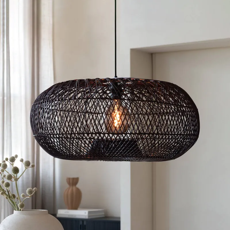 GOOD & MOJO żyrandol Arizona, czerwona, Ø 70 cm, rattan, E27