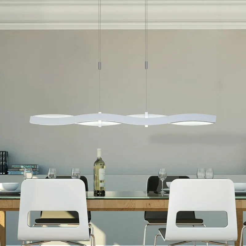 Lampa wisząca LED Swing firmy Bopp, kolor aluminium, długość 120 cm