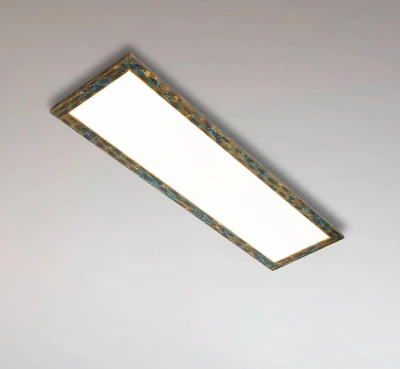 Panel LED Quitani Aurinor, patynowany na złoto, 125 cm