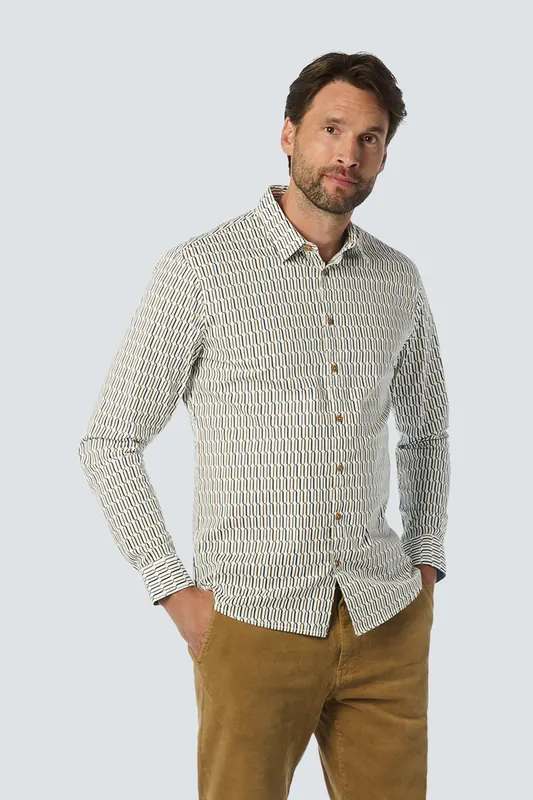 No Excess Shirt Stretch Allover Printed White Maat: L | Casual Overhemden Outlet | Heren | Wit