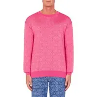 Moschino Allover Logo Jacquard Wool Pullover Pink Maat: 44 | Longsleeves Outlet | Heren | Roze