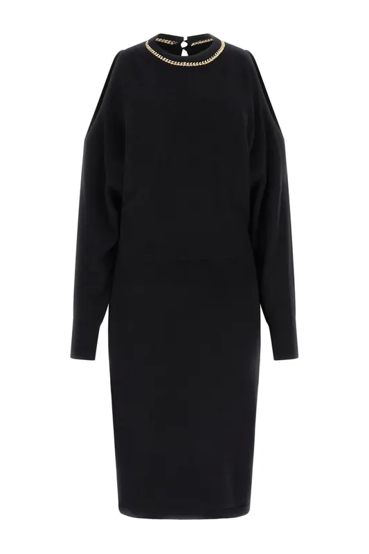 GUESS Abel Chain Cut Out D Jet Black A996 Maat: 40 | Midi Jurken Outlet | Dames | Zwart
