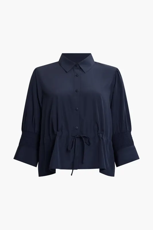 French Connection Crepe Light Tie Top Navy Maat: M | Blouses Outlet | Dames | Blauw