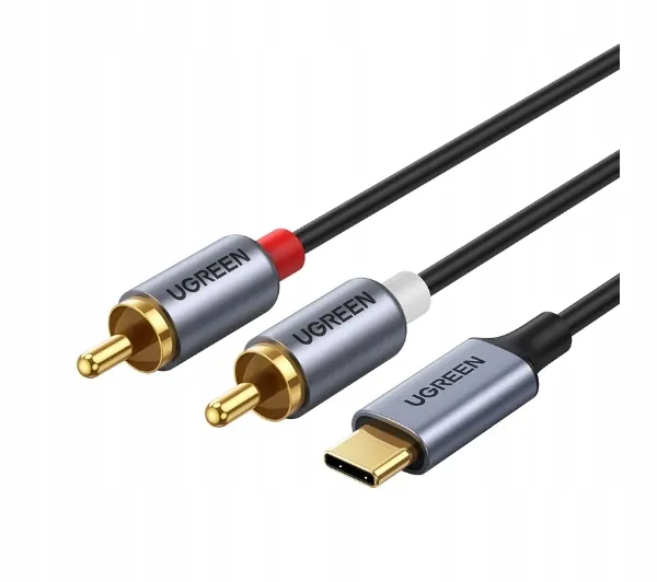 Kabel analogowy audio Ugreen CM451 Usb-c do 2x Rca (Cinch) 1.5m Czarny