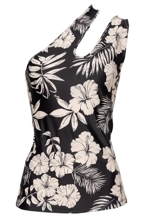 PINKO Tirchio Top Jersey Tecnico St.fiore Grafico Black/butter Maat: M | Mouwloze Tops Outlet | Dames | Zwart