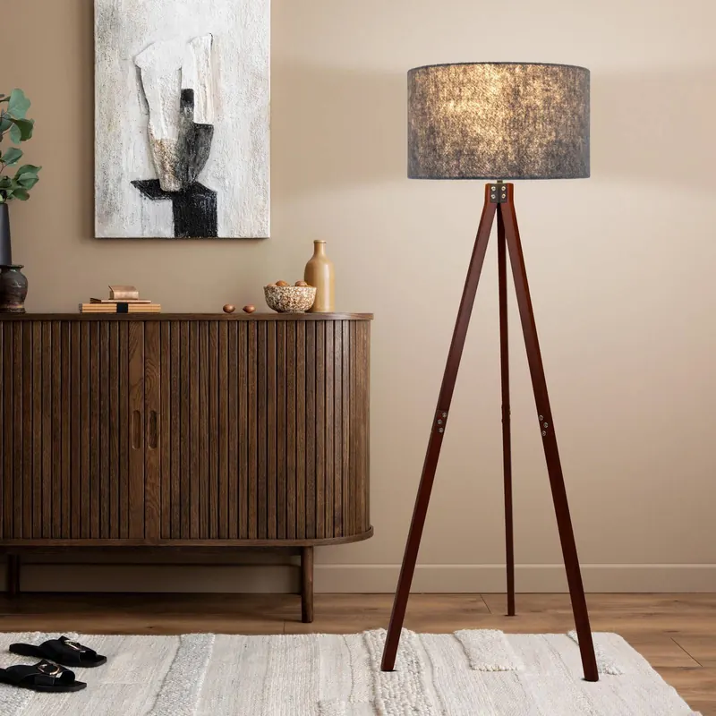 Lampa podłogowa 2072528 drewniany trójnóg, tkanina