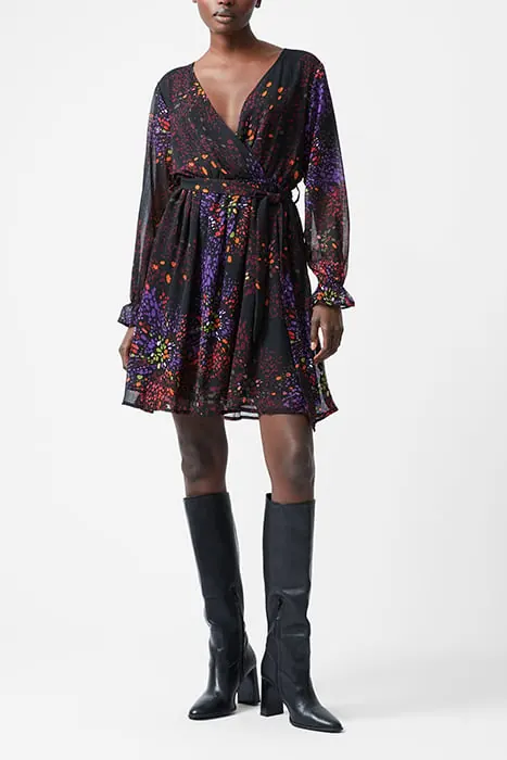 French Connection Elise Wrap Dress K Black Maat: 12 | Mini Jurken Outlet | Dames | Zwart