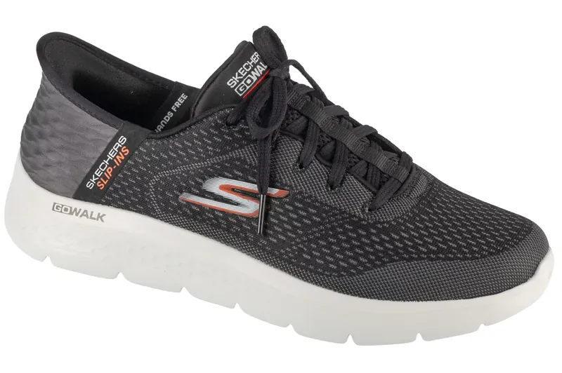 Skechers Slip-Ins: GO WALK Flex - New World 216505-BKOR, Męskie, Czarne, buty sneakers, tkanina, rozmiar: 43,5