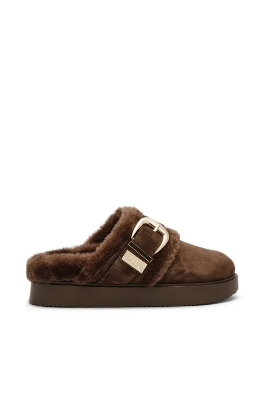 Steve Madden Cozy Up Mules Brown Suede Maat: 36 | Slippers Outlet | Dames | Bruin