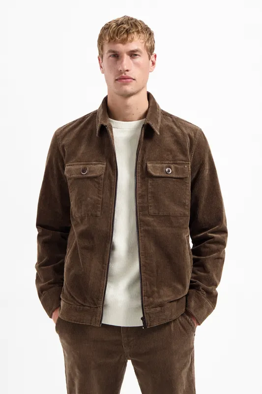 No Excess Overshirt Zipper Corduroy Coord Taupe Maat: M | Jassen Outlet | Heren | Bruin
