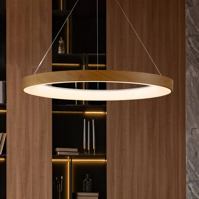 Inteligentny żyrandol LED Niseko II, Ø 65 cm, kolor drewna, CCT