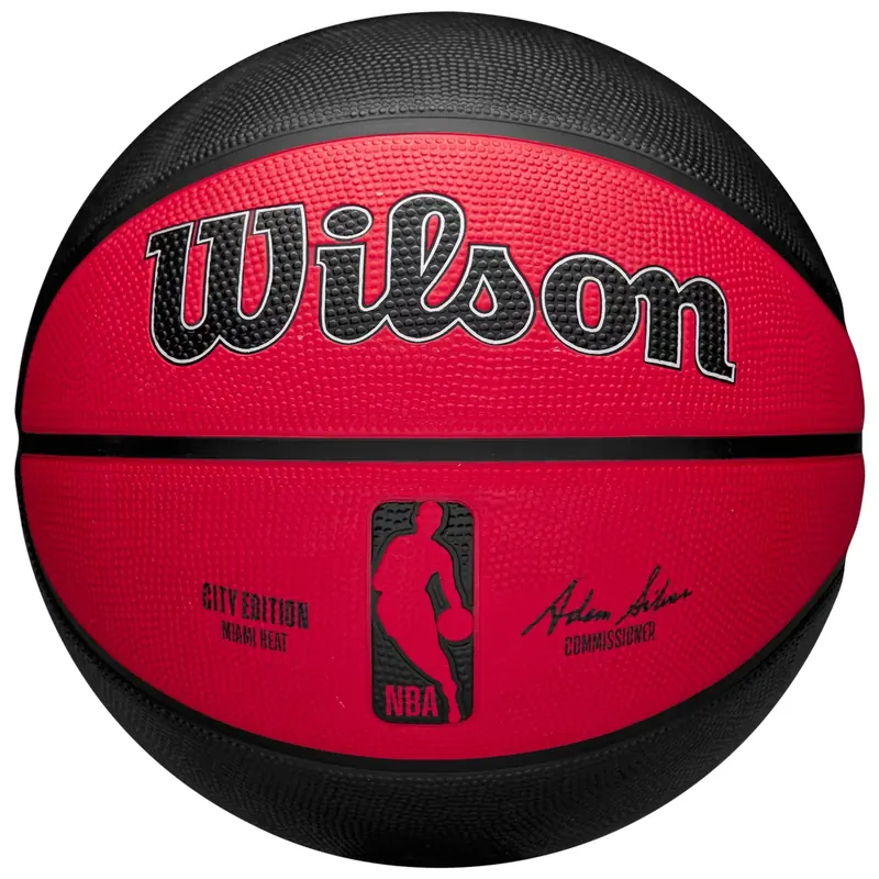 Wilson NBA Team City Edition Miami Heat Out Ball WZ4024216XB, Unisex, Czerwone, piłki do koszykówki, Guma, rozmiar: 7