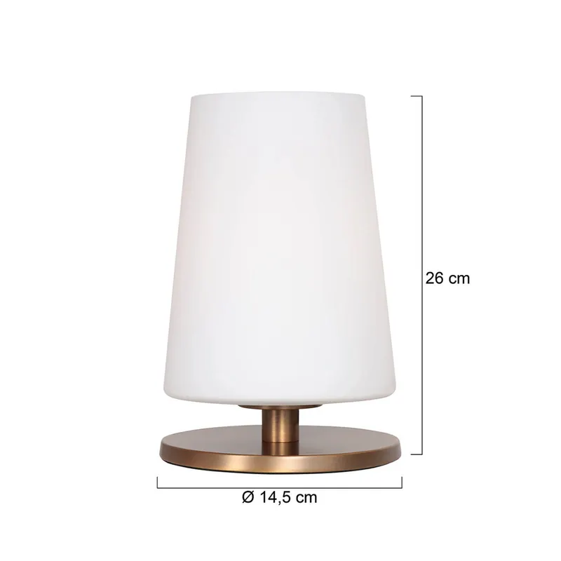 Lampa stołowa Ancilla, kolor brązowy, wysokość 26 cm, metal, szkło, E27