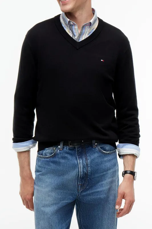 Tommy Hilfiger Pima Cotton Cashmere Sweater Black Maat: XL | Sweaters Outlet | Heren | Zwart