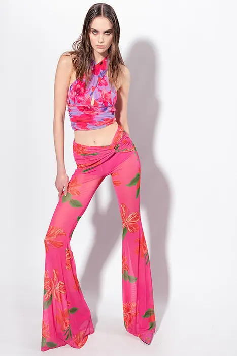 PINKO Chippewa Trousers Multi Fuchsia/red Maat: L | Wijde Broeken Outlet | Dames